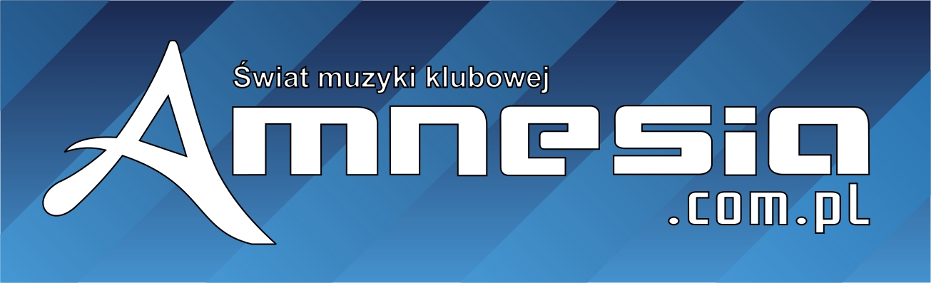 Amnesia.com.pl — Świat muzyki klubowej. Oryginalne logo w niebieskie pasy.